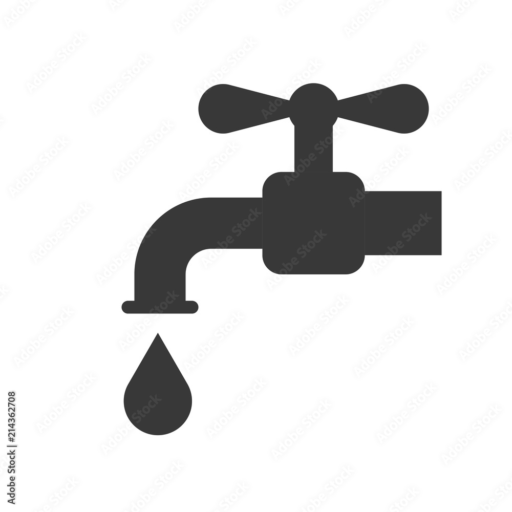 Faucet and water droplet icon, saving water concept Faucet and water droplet icon, saving water concept