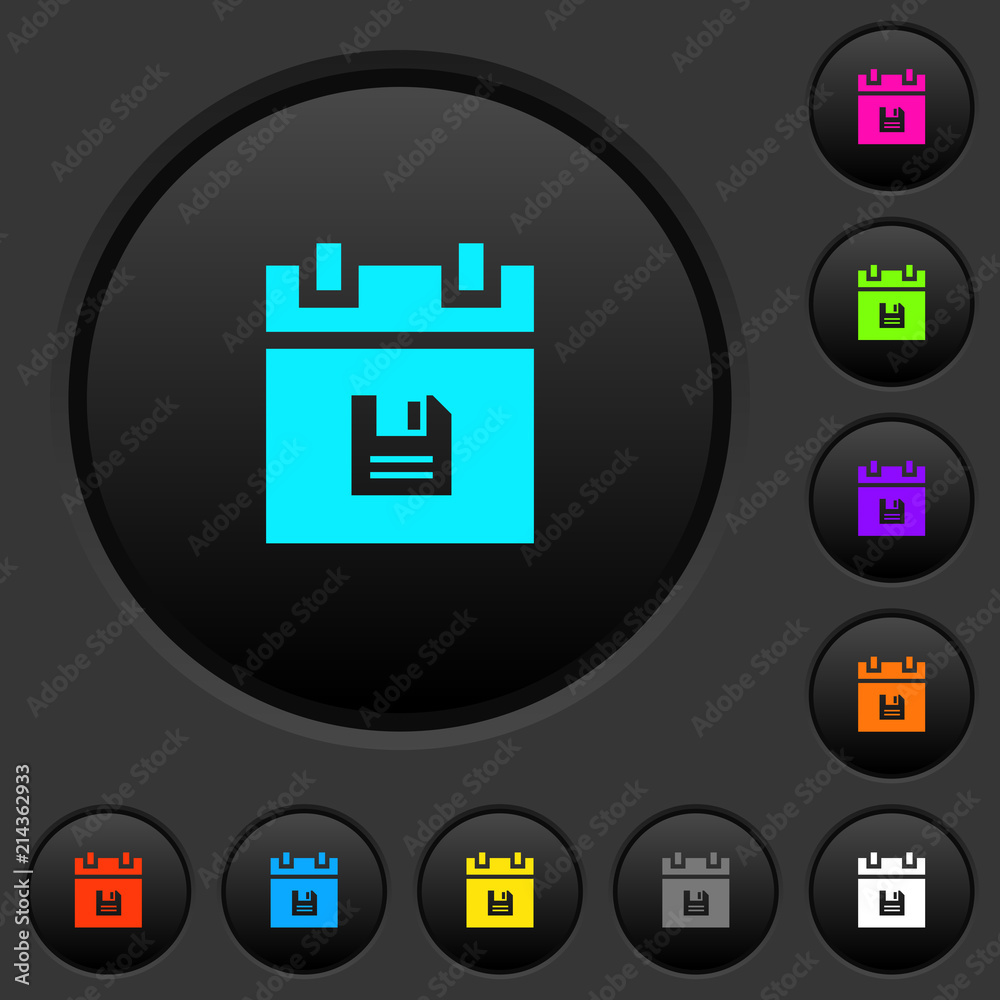 Save schedule data dark push buttons with color icons Save schedule data dark push buttons with color icons