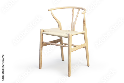 Modern light wood chair. 3d render