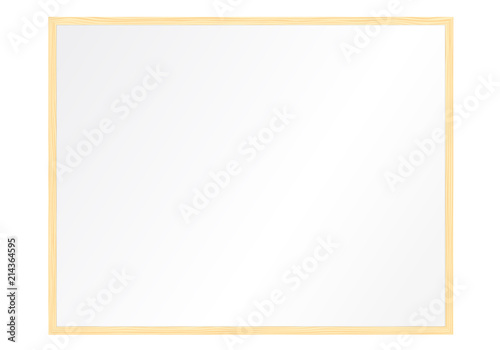 Realistic illustration of a white magnetic board with a wooden frame, isolated vector