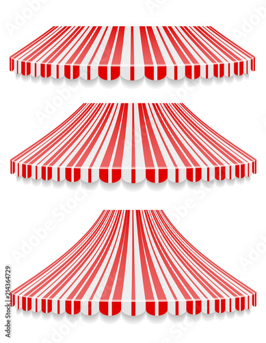 striped canopy from rain and sun for trade stock vector illustration