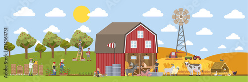 Summer landscape with farm