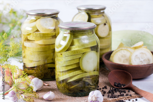 Zucchini in a glass jar