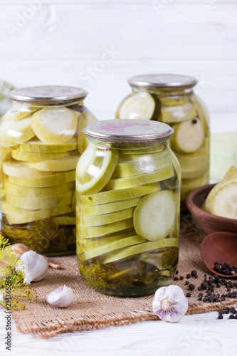 Zucchini in a glass jar