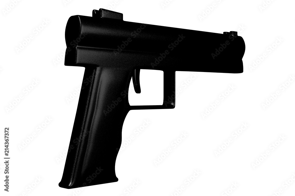 3D handgun on white background