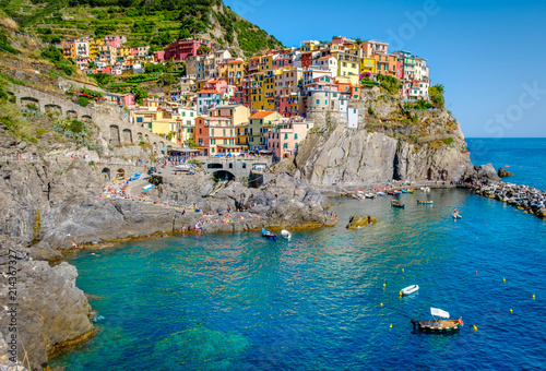 Manarola, Cinque Terre, Italy. Manarola is a pictoresque colorful village in Liguria district.