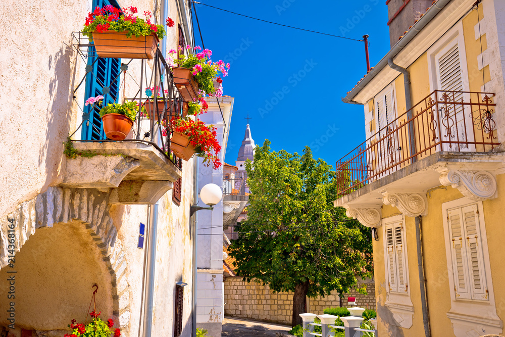 Town of Omisalj old mediterranean street view