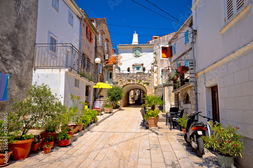 Town of Omisalj old mediterranean street view