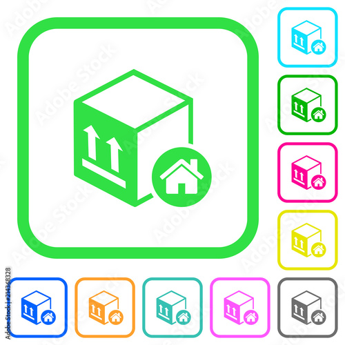 Package warehouse vivid colored flat icons