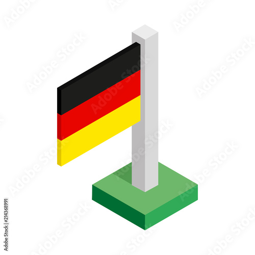 National flag of Germany on flagpole drawn in isometric view