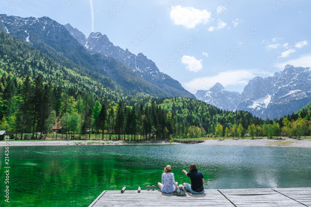 A beautiful spring season at Jasna Lake in Kranjska Gora, Slovenia