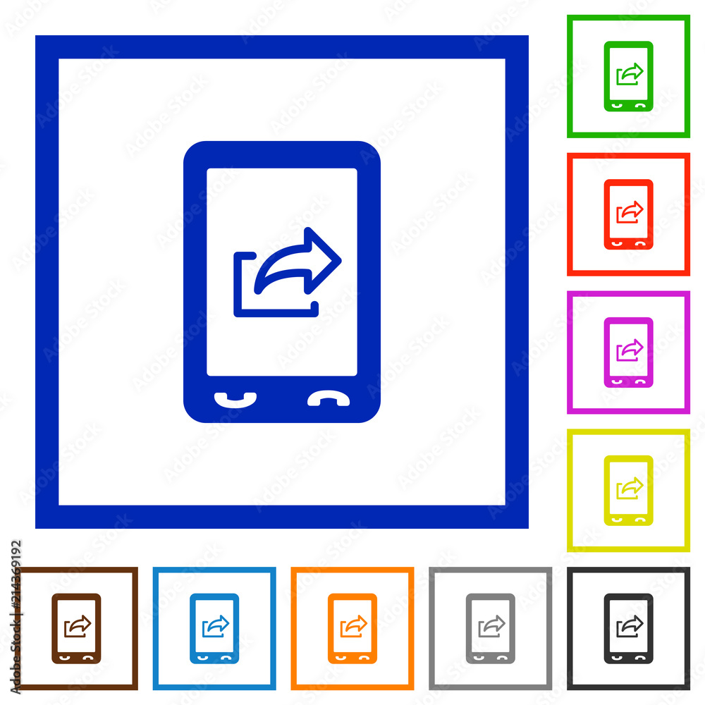 Mobile export data flat framed icons Mobile export data flat framed icons