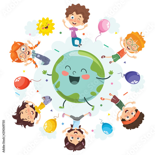 Vector Illustration Of Space Children