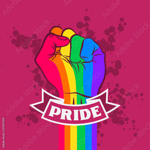 Vintage lgbt propaganda lettering quote with hand