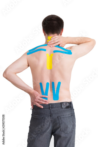 Kinesiology taping on human back