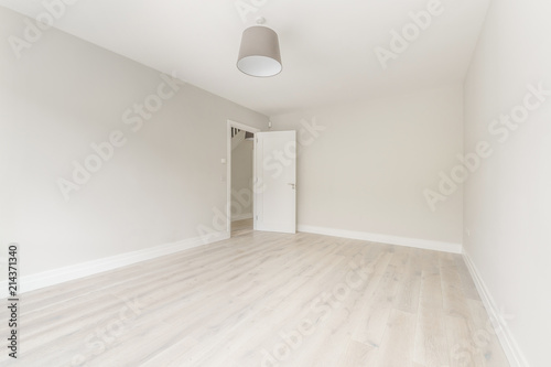 Empty bright room with a ceiling lamp