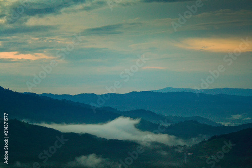 Panoramic view of sunrise at Broga hill  Selangor  Malaysa