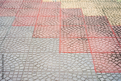 Brick pathway colorful in the park