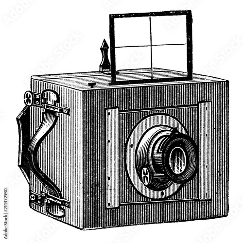 Vintage photographic camera with viewfinder