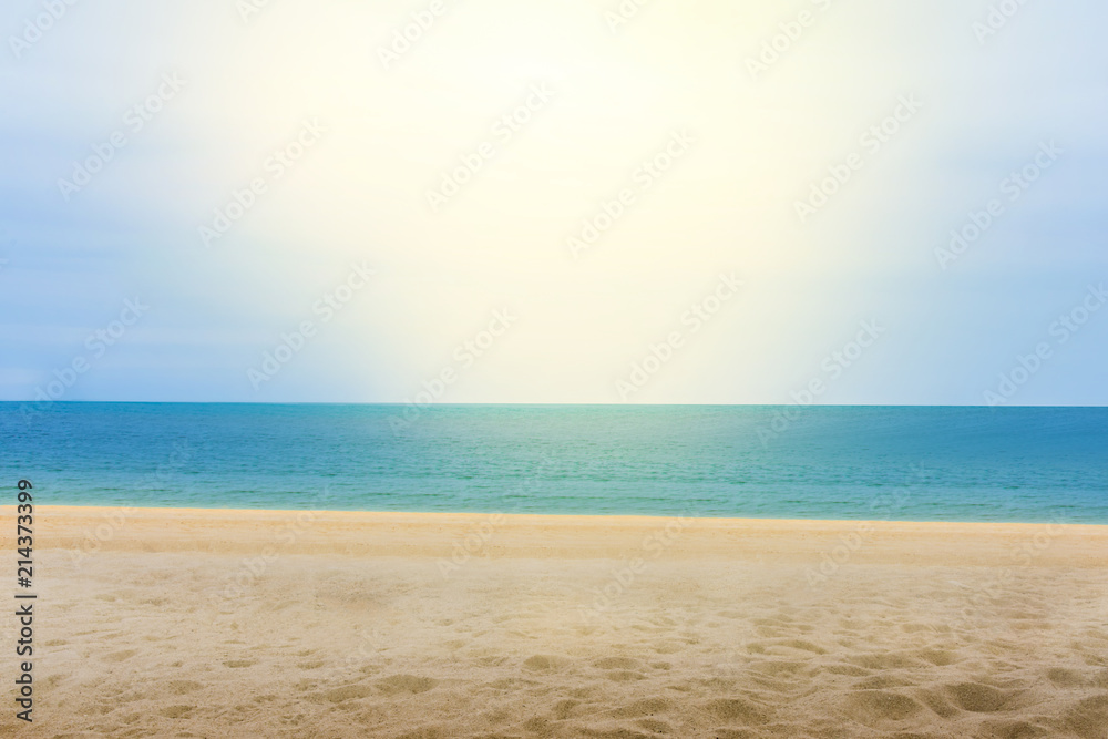 Sandy beaches with bokeh tropical beach background, summer vacation and travel ideas, relaxation
