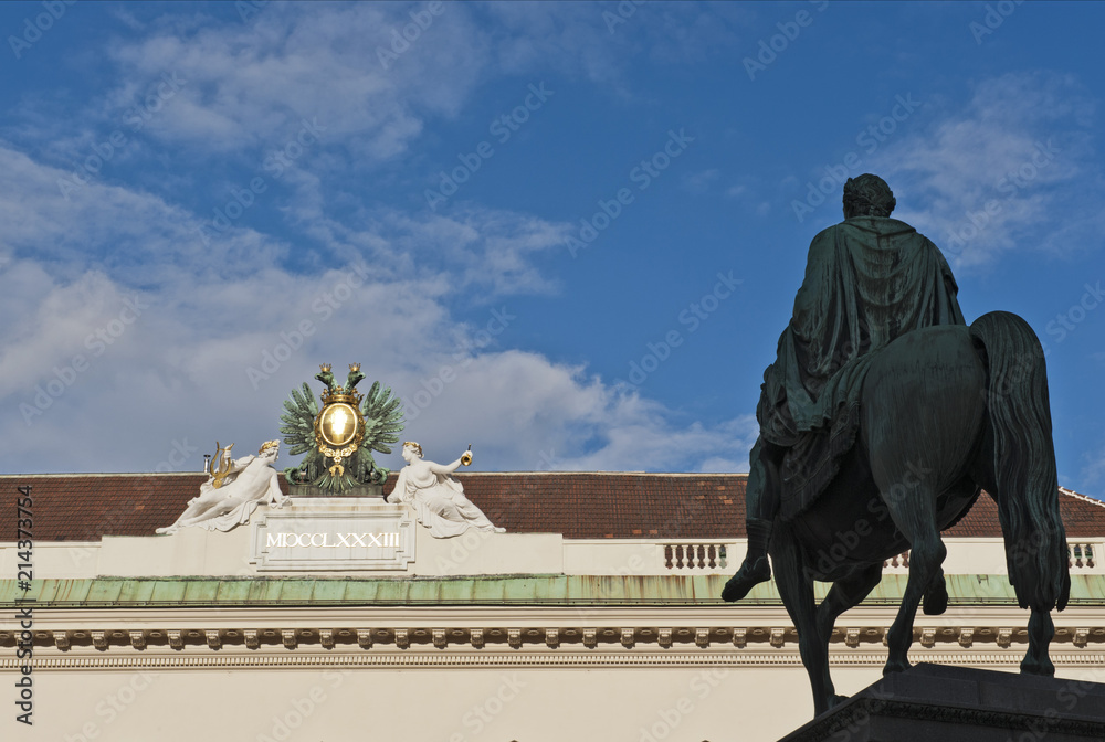 Obraz premium Pallavicini Palais, Reiterdenkmal Kaiser Josef II., Wien, Österreich