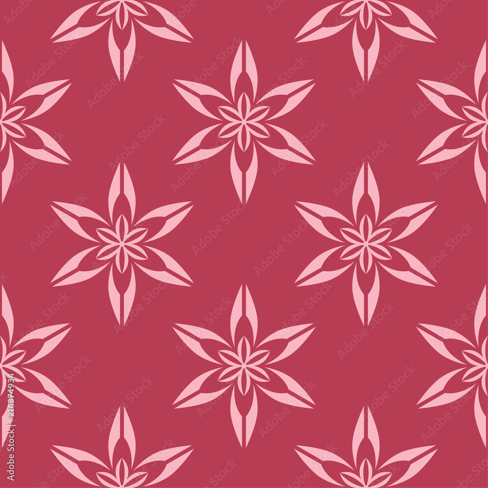 Floral seamless pattern on red background