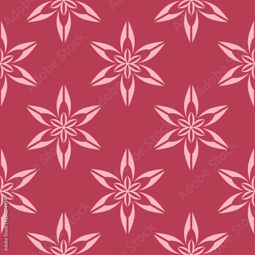 Floral seamless pattern on red background