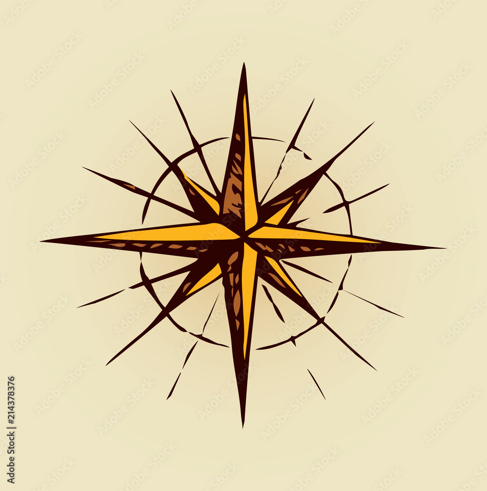 Fototapeta premium Compass Icon. Vector sketch