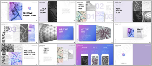 Minimal presentations design, portfolio vector templates with elements on white background. Multipurpose template for presentation slide, flyer leaflet, brochure cover, report, marketing, advertising.