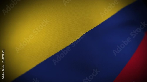 Flag of Colombia - Photo realistic close up of waving flag. Extreme depth of field. 3d Render.