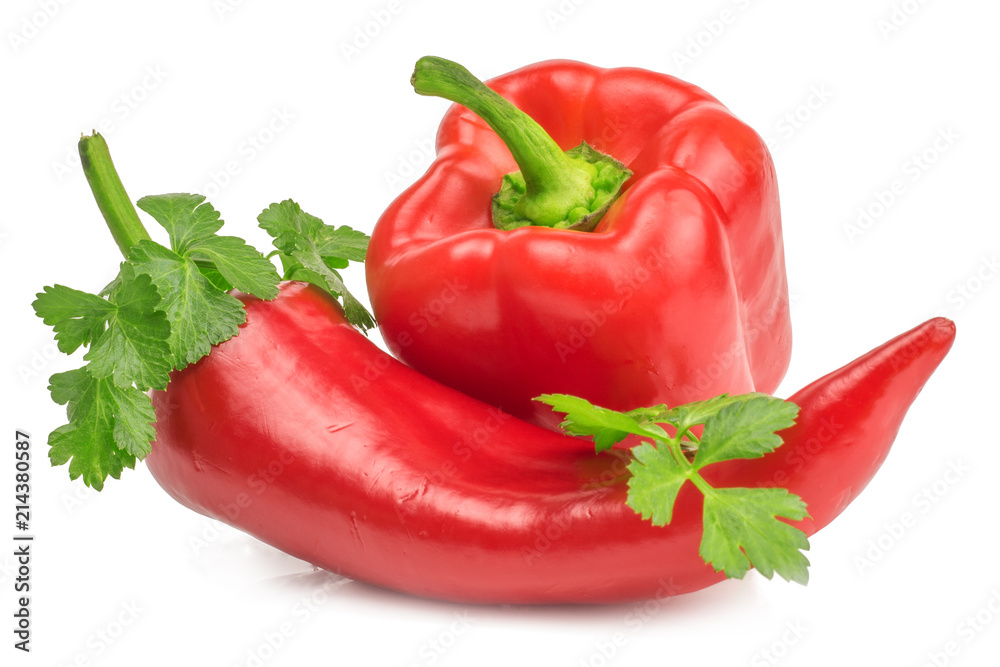 Bitter and sweet pepper isolated on white background Bitter and sweet pepper isolated on white background