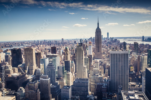 Aerial view of Downtown and Midtown Manhattan Skyline  New York  USA