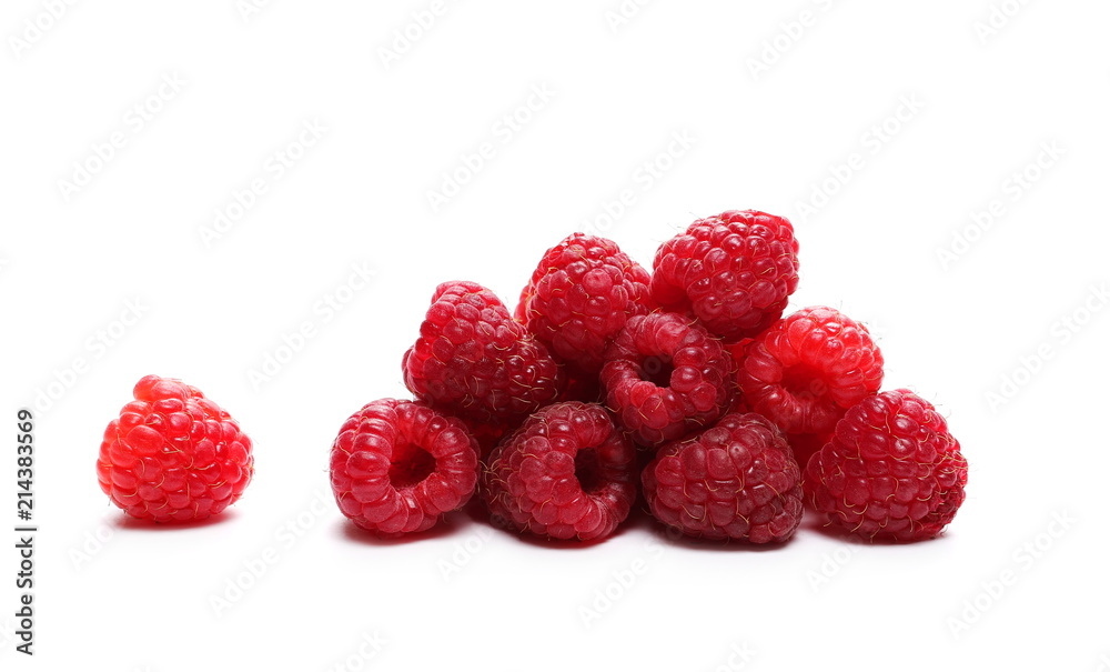 pile raspberries isolated on white pile raspberries isolated on white