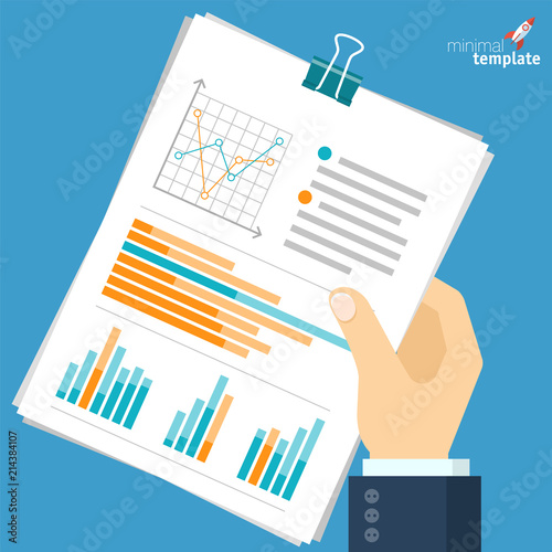Flat design hand holding documents