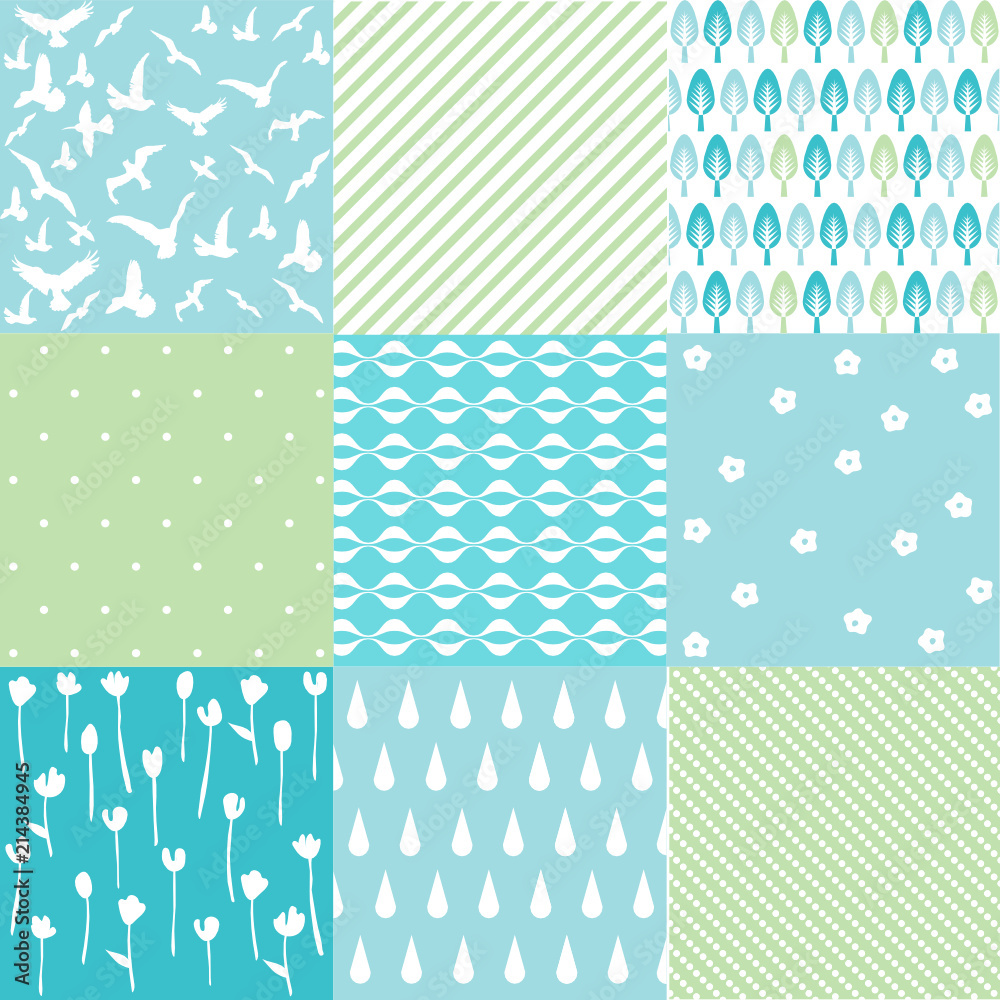 blue natural pattern set blue natural pattern set