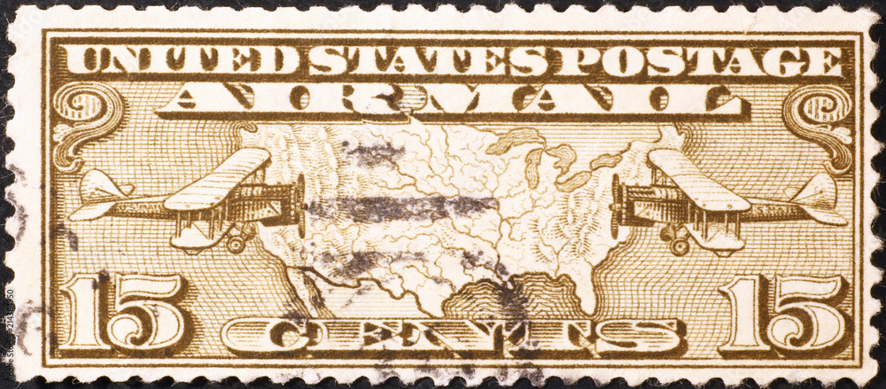Vintage air mail postage stamp, USA