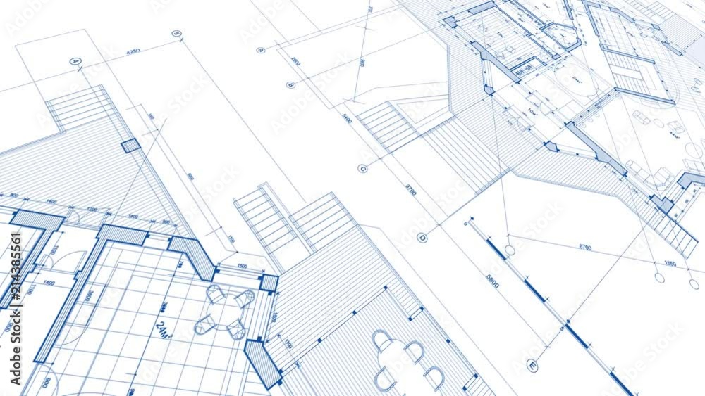 Architecture design: blueprint plan - vector illustration of a plan modern residential building / technology, industry, business concept illustration: real estate, building, construction, architecture