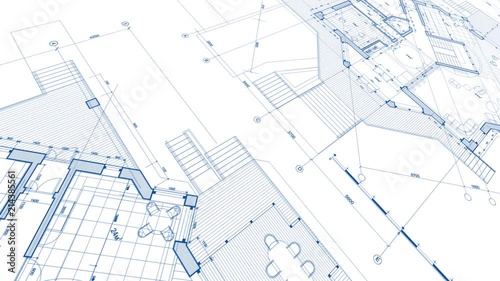 Architecture design: blueprint plan - vector illustration of a plan modern residential building / technology, industry, business concept illustration: real estate, building, construction, architecture