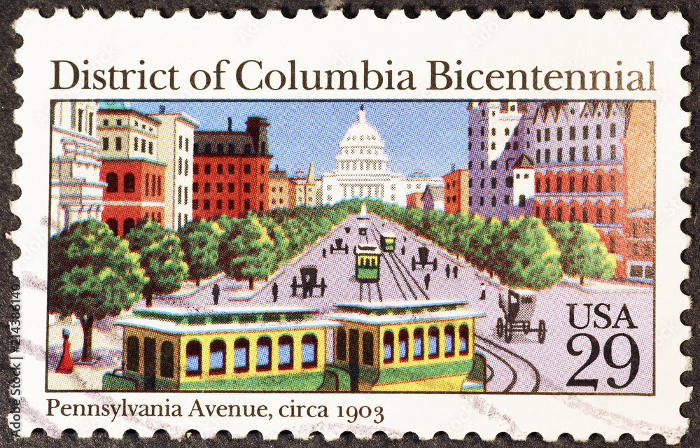 District of Columbia bicentennial on american postage stamp