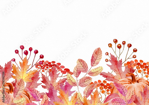 Watercolor autumn background. Design element photo