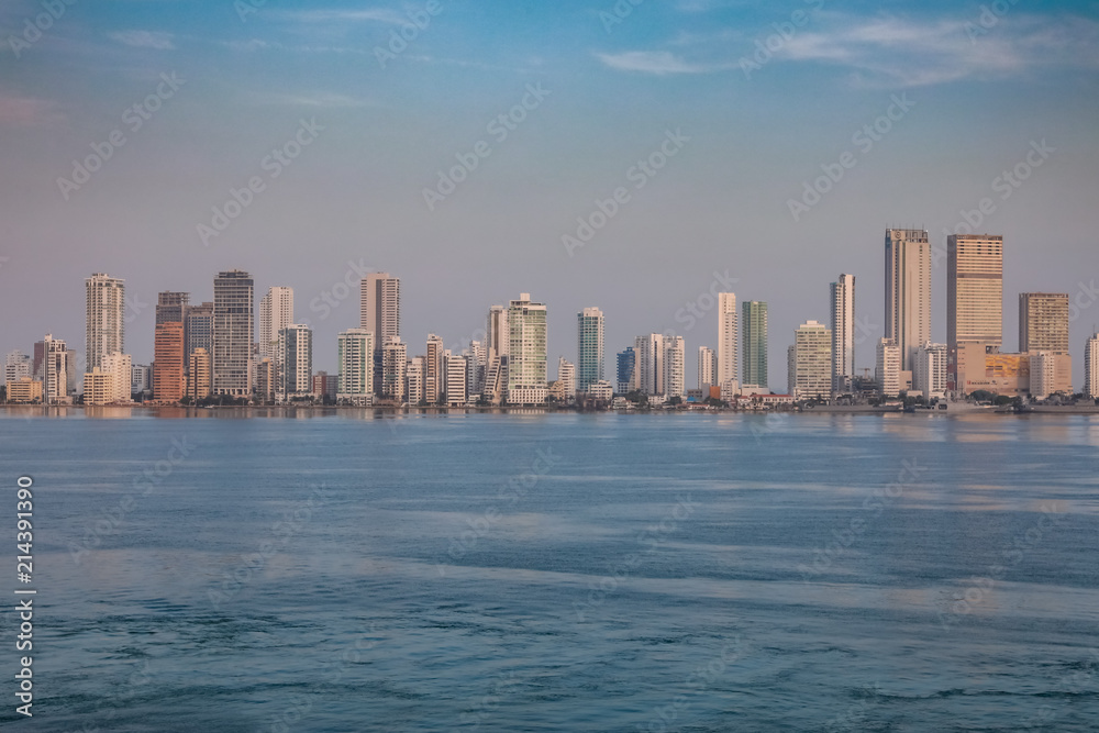 White Buildings of the Cartagena Skyline on a hazy Day