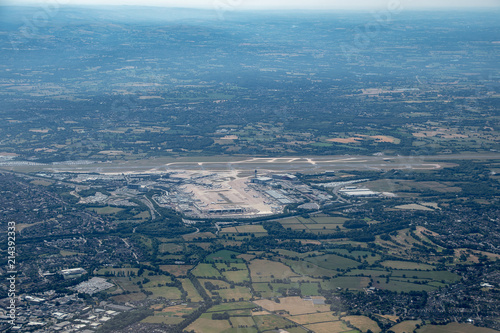 Aerial shot of an airport at Manchester