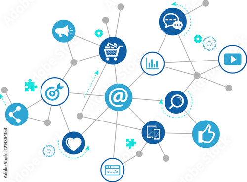 online marketing / social media marketing / SEO vector illustration