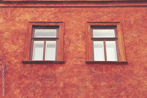 Vintage window on color cem...