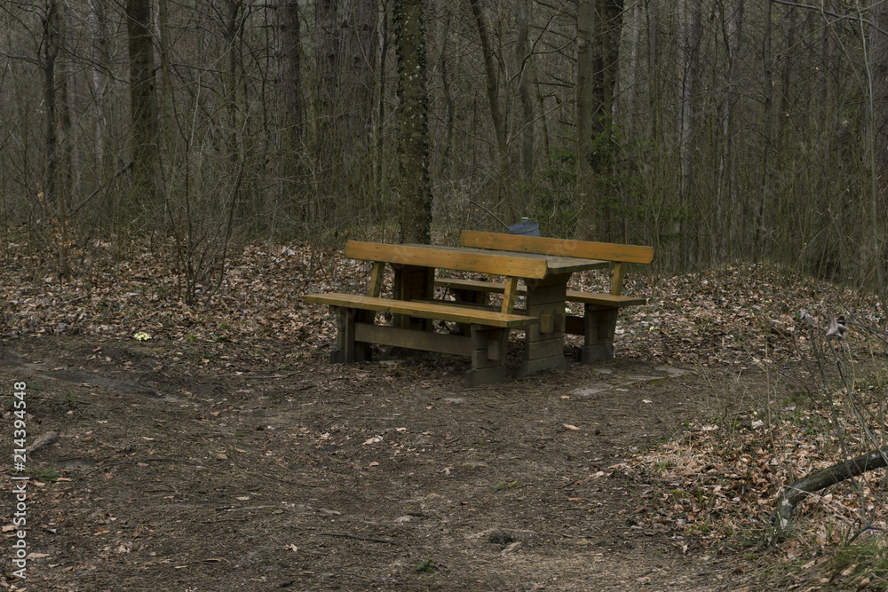 a park bench to rest after the walk