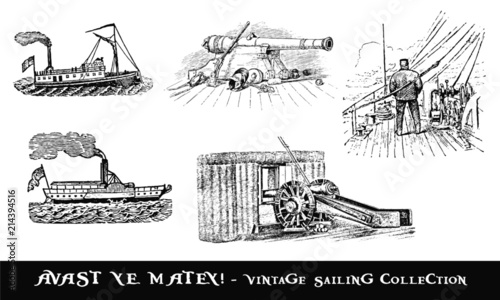 vintage illustration of boat cannons