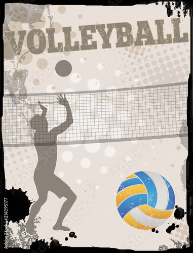 Volleyball grungy poster background