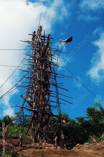 Panngi, Pentecost Island / Vanuatu - MAY 10 2016: Land diving ceremony held by the celebration of yam harvest around the south west shore