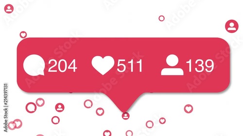 Comment, Like, Follower counter quick increase with flying icons