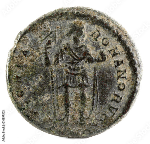 Ancient Roman copper coin of Emperor Honorius. Reverse. photo